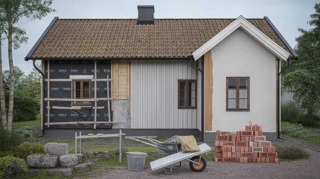 fasadrenovering och fasadbyte i villa tr panel puts eller tegel kostnad per m bygglov och r tt underarbete